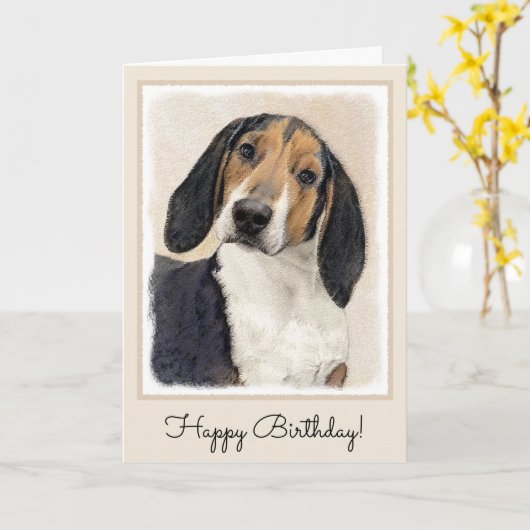 Carte Treeing Walker Coonhound Peinture - Art original (Fleur jaune)