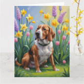 Carte Treeing Walker Coonhound Peinture des fleurs de pr (Fleur jaune)