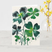 Carte Trèfle à quatre feuilles - Fleurs aquarelle (Fleur jaune)