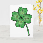 Carte Trèfle à quatre feuilles pailleté (Fleur jaune)