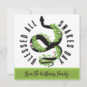 Carte Trèfle de serpent chanceux, journée de tous les se (Devant)