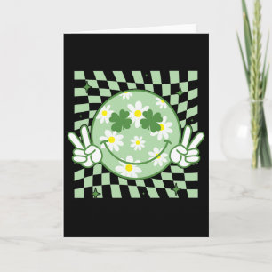 Carte Trèfle Groovy Sourire Visage Fête de la Saint-Patr