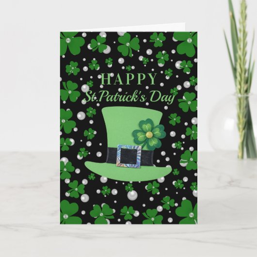 Carte Trèfle personnalisé de la Saint-Patrick avec perle (Devant)