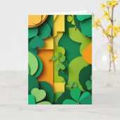 Carte Trèfle Vert Chanceux en Couches (Fleur jaune)