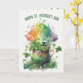 Carte Trèfles irlandais et arc-en-ciel (Fleur jaune)