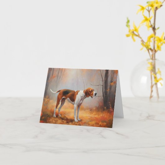 Carte Trekking Walker Coonhound à l'automne Feuilles aut (Fleur jaune)