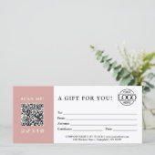 Carte Trendy Gift Certificate | Business Logo & QR Code (Debout devant)