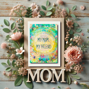 Carte Trendy Jaune Plutôt Floral Maman Ami Citation