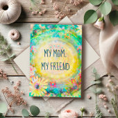 Carte Trendy Jaune Plutôt Floral Maman Ami Citation