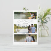 Carte Trendy Modern 3 Wedding Engagement Photos Collage (Debout devant)