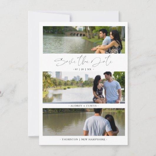 Carte Trendy Modern 3 Wedding Engagement Photos Collage (Devant)