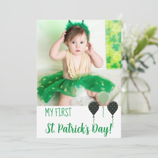 Carte Trendy My First St. Patrick Day Announcement Photo (Debout devant)