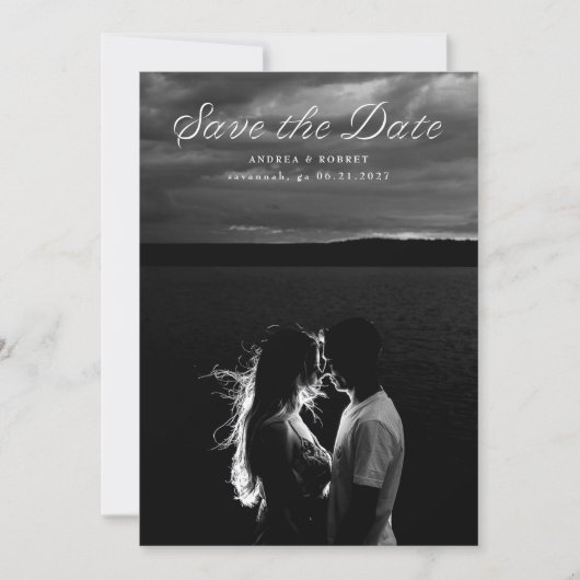 Carte Trendy Ribbon Script Save the Date Card (Devant)