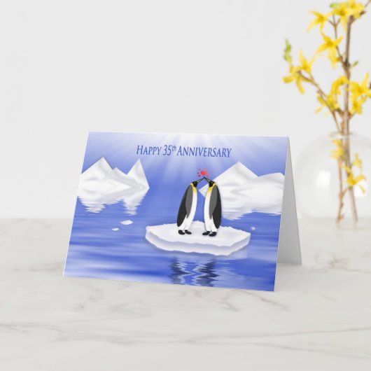 Carte trente-cinquième Anniversaire de mariage, deux (Fleur jaune)