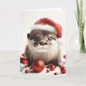 Carte Très adorable Noël Père Noël Otter (Devant)