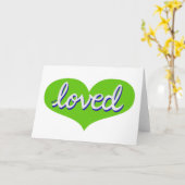 Carte TRÈS AIMÉ -Adoré- Cœur d'amour vert (Fleur jaune)