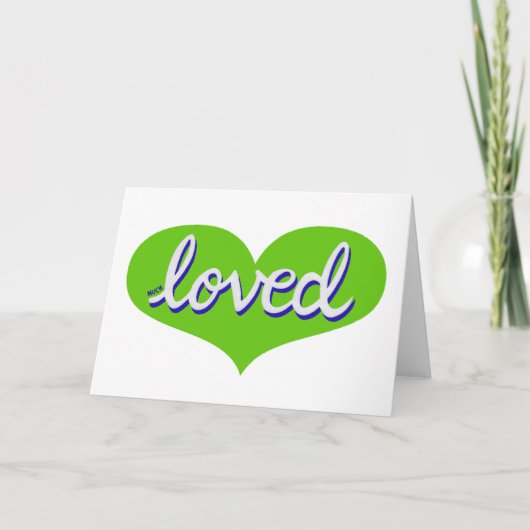 Carte TRÈS AIMÉ -Adoré- Cœur d'amour vert (Devant)