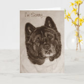 Carte très mignon brindé noir akita chien désolé (Fleur jaune)