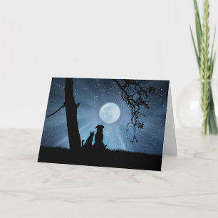Carte Très mignon chien et chat de bénédictions de solst