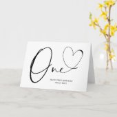 Carte Très simple premier anniversaire un coeur (Fleur jaune)