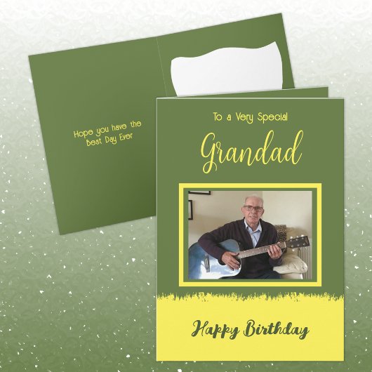 Carte Très spécial Grand heureux anniversaire vert jaune