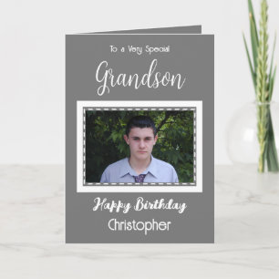 Carte Très spécial Grandson photo gris anniversaire