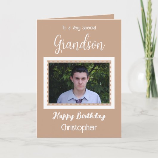 Carte Très spécial Grandson photo marron (Devant)