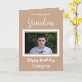 Carte Très spécial Grandson photo marron (Fleur jaune)