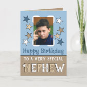 Carte Très spécial neveu brun bleu photo anniversaire (Devant)