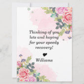 Carte Très vite, aquarelle rose floral style (Dos)