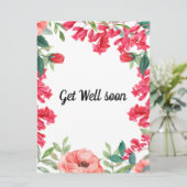 Carte Très vite, aquarelle rose floral style (Debout devant)