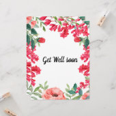 Carte Très vite, aquarelle rose floral style (Devant/Arrière en situation)