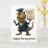 Carte Trex en casquette et robe détenant un diplôme (Fleur jaune)