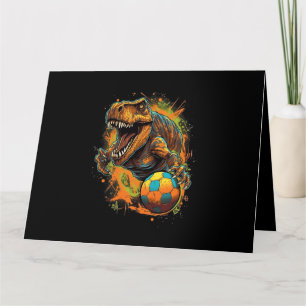 Carte TRex Jouer Soccer Drôle Dinosaure Joueur C