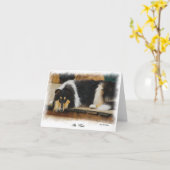 Carte Tri Color Rough Collie Cadeaux Art (Fleur jaune)