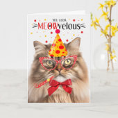 Carte Tri Couleur Perse Chat MEOWvelous Anniversaire (Fleur jaune)