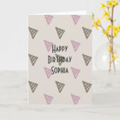 Carte Triangles roses et Brown (Fleur jaune)