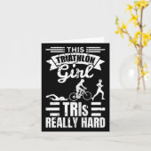Carte Triathlete Girls Funny Triathlon  (Fleur jaune)
