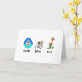 Carte Triathlon drôle (Fleur jaune)