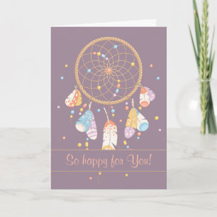 Carte Tribal Dreamcatcher Boho ayant bébé pourpre 2