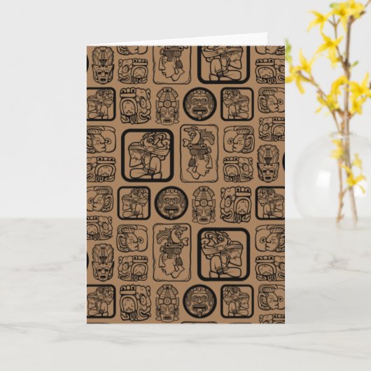 Carte Tribal MAYA ancien masque motif 1 (Fleur jaune)