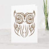 Carte Tribal Owl Line Art moderne Brown Abstrait (Devant)