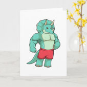 Carte Triceratops culturiste à Bodybuilding (Fleur jaune)