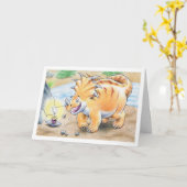 Carte Triceratops d'anniversaire (Fleur jaune)