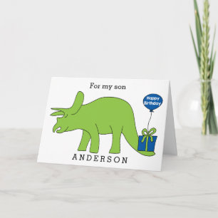 Carte Tricératops Dinosaur Fils d'anniversaire