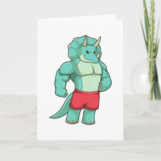 Carte Triceratops en culturiste à la musculation (Devant)