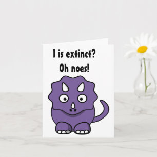 Carte Tricératops mignon pourpre Cartoon avec Extinction