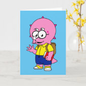 Carte Tricératops Nerd Avec Sac À Dos Et Manuel. (Fleur jaune)