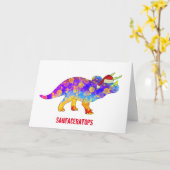 Carte Tricératops psychédéliques Père Noël Dinosaure de  (Fleur jaune)
