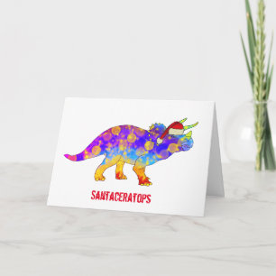 Carte Tricératops psychédéliques Père Noël Dinosaure de 